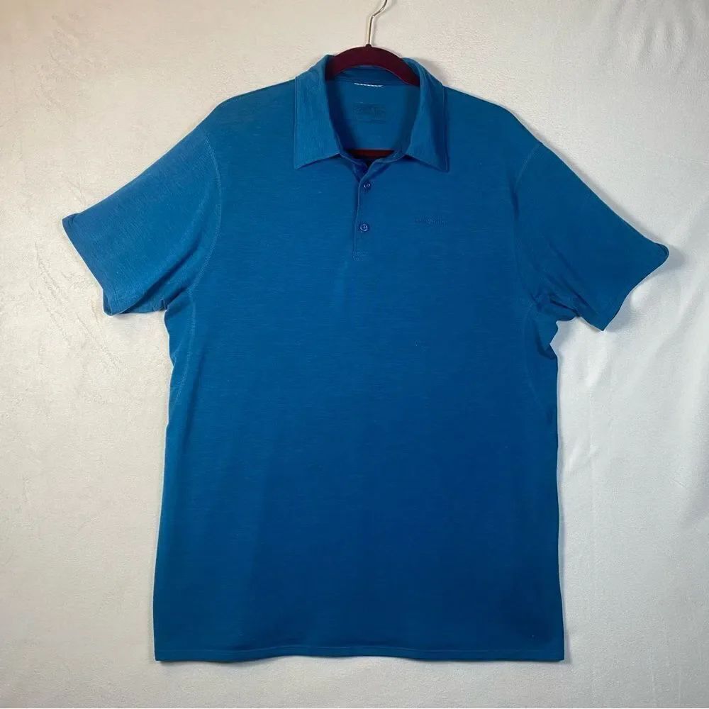 Patagonia Blue Cactusflats Short Sleeve Polo Shirt Size Large